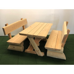 Ensemble table-siège en bois - monté