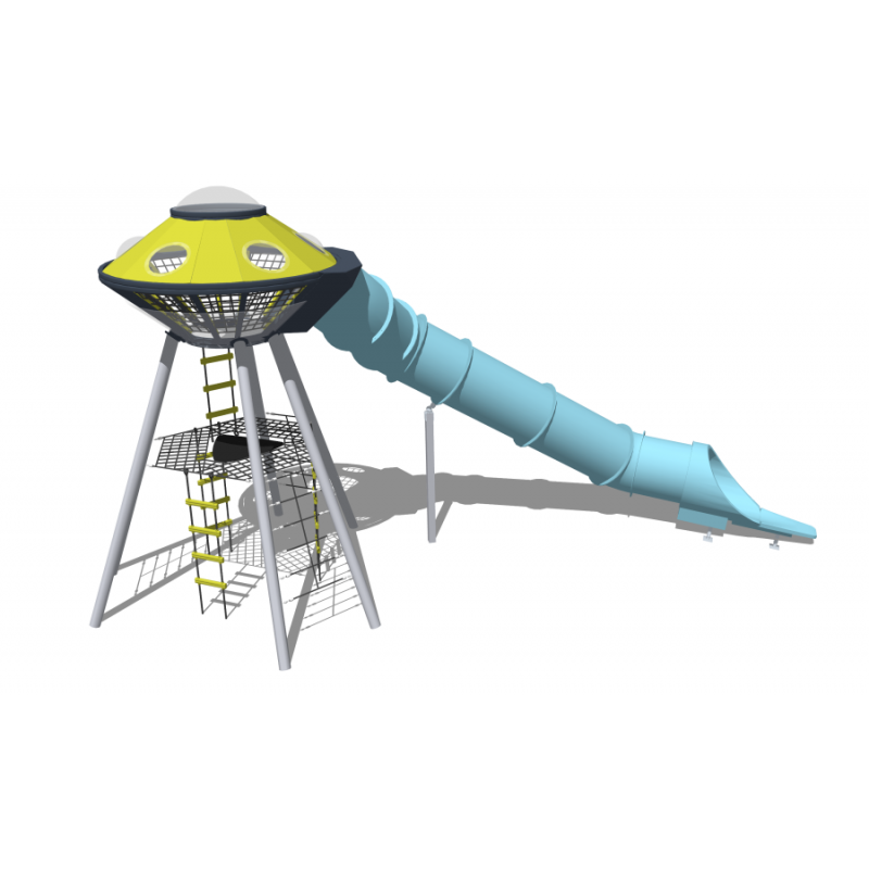Modo - Jeu à thème "vaisseau spatial" avec capsule fermée et toboggan tubulaire
