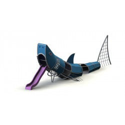 Modo - Jeu à thème "Requin" avec filets à grimper et toboggan