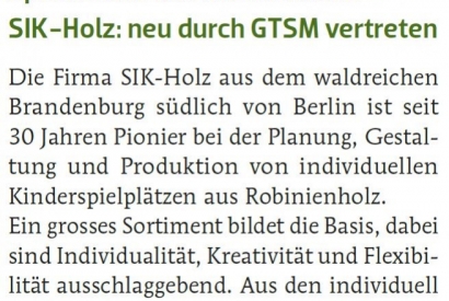 Spielwelten aus Robinienholz – SIK-Holz: neu durch GTSM vertreten - gplus 8/18